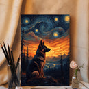 German Shepherd Dog Setting In A Fantasy Starry Night - Living Room - Canvas Wall Art - Print - Wall Decor