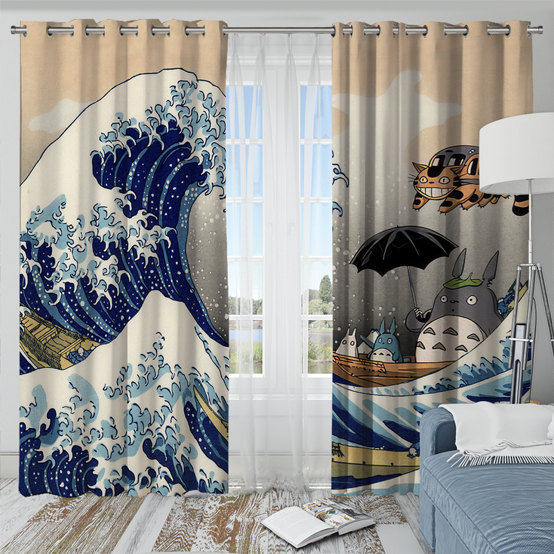 Ghibli Studio Totoro The Great Wave Japan Window Curtain