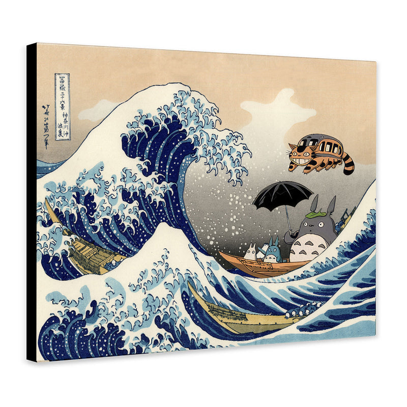 Ghibli Studio Totoro The Great Wave Japan - Living Room - Canvas Wall Art - Print - Wall Decor