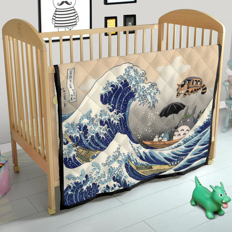 Ghibli Studio Totoro The Great Wave Japan Quilt Blanket