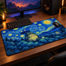 Ghibli Totoro Under Starry Night Desk Mat