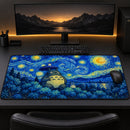Ghibli Totoro Under Starry Night Desk Mat