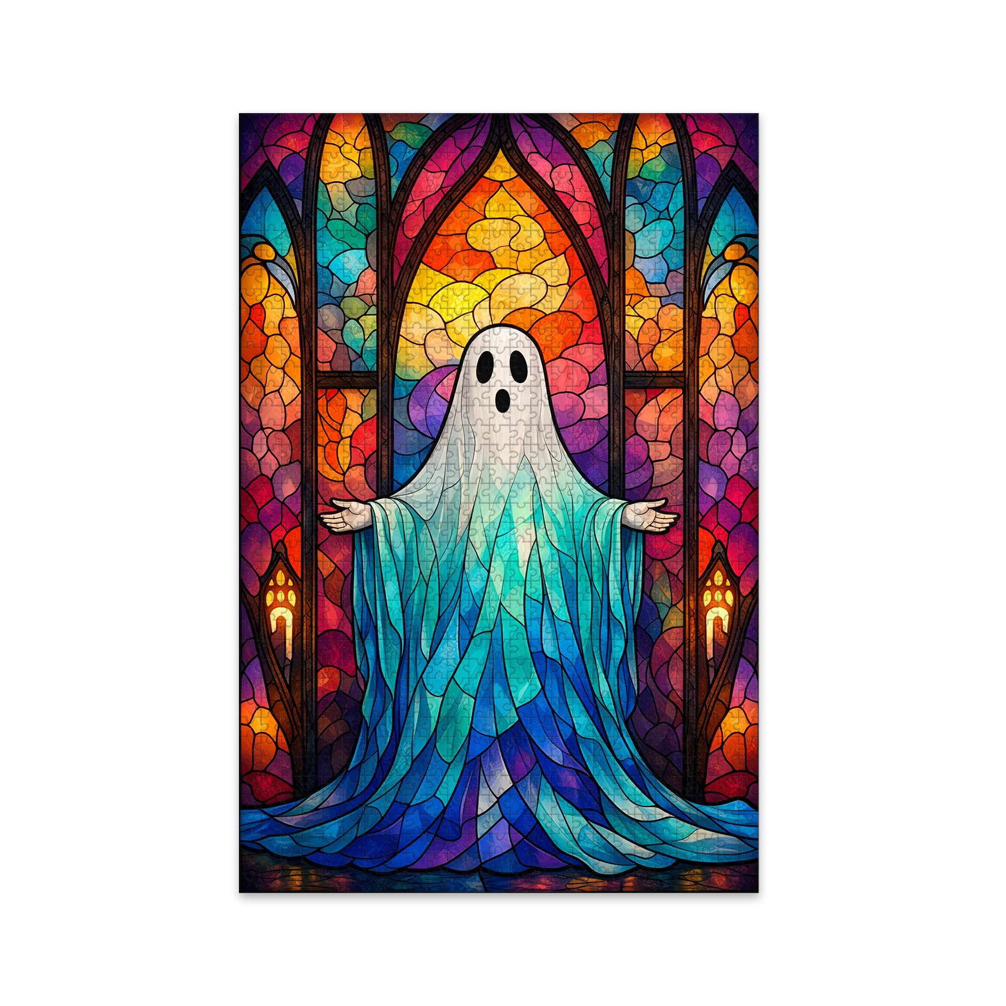 Haunting Ghost Stained Glass Jigsaw Puzzle
