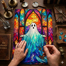 Haunting Ghost Stained Glass Jigsaw Puzzle