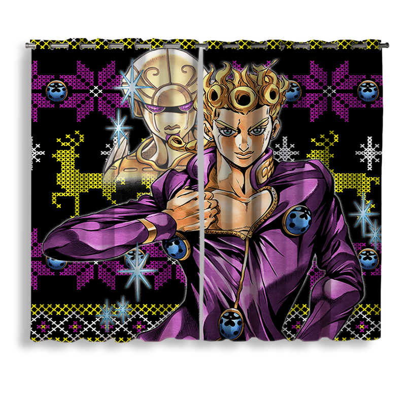 Giorno Jojo Bizzare Adventure Christmas Front 1 Window Curtain