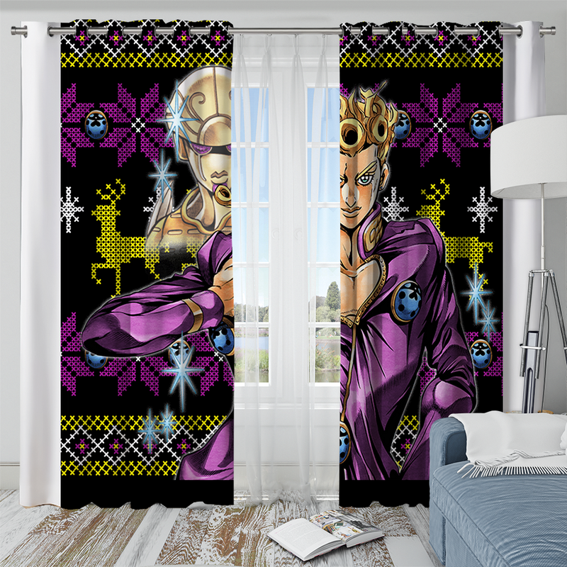 Giorno Jojo Bizzare Adventure Christmas Front 1 Window Curtain