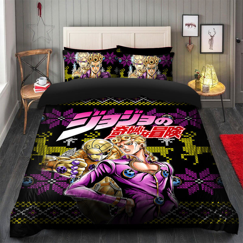 Giorno Jojo Bizzare Adventure Christmas Bedding Set Duvet Cover And 2 Pillowcases Nearkii