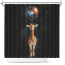 Giraffe Dog Watercolor Star Night Shower Curtain