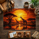 Giraffe African Sunset Rectangular Area Rug