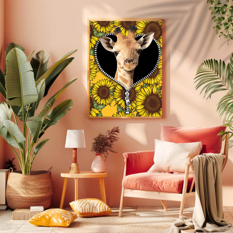 Giraffe Sunflower - Living Room - Canvas Wall Art - Print - Wall Decor