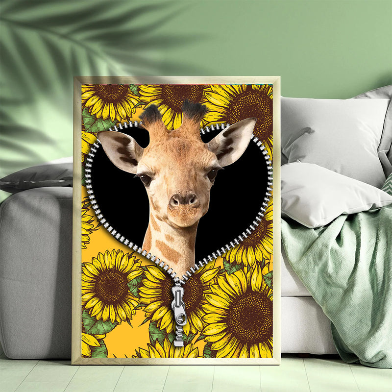 Giraffe Sunflower - Living Room - Canvas Wall Art - Print - Wall Decor