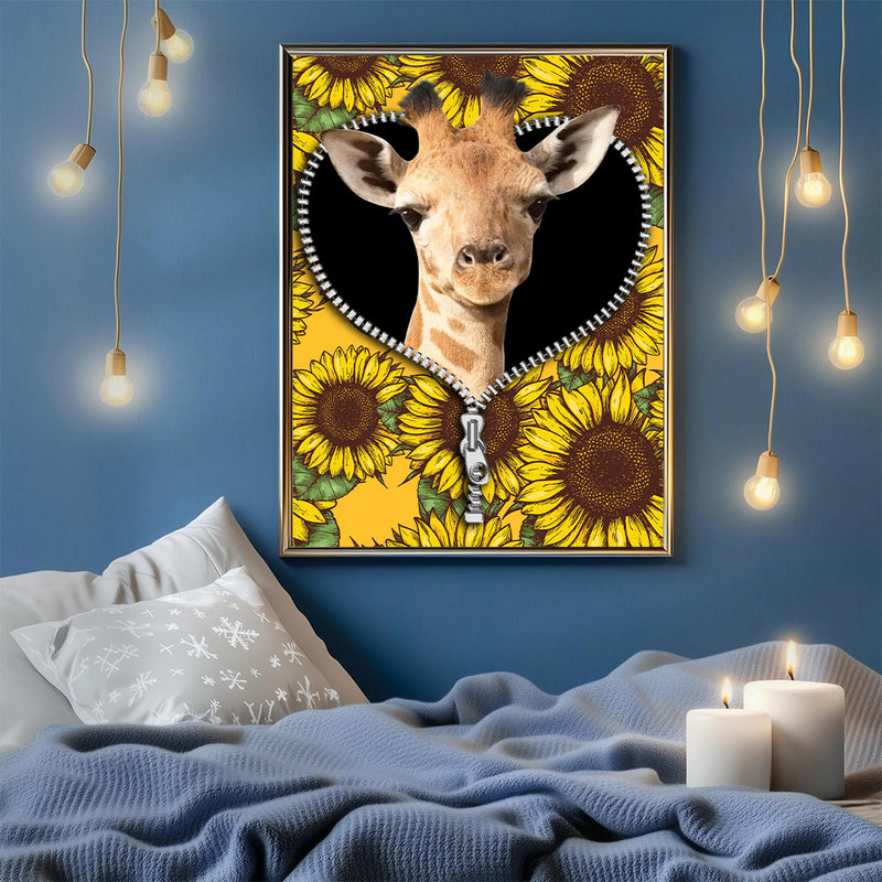 Giraffe Sunflower - Living Room - Canvas Wall Art - Print - Wall Decor