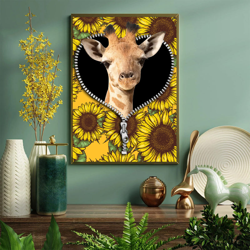 Giraffe Sunflower - Living Room - Canvas Wall Art - Print - Wall Decor