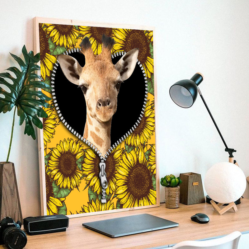 Giraffe Sunflower - Living Room - Canvas Wall Art - Print - Wall Decor