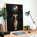 Giraffe Galaxy Balloon Adventure - Living Room - Canvas Wall Art - Print - Wall Decor