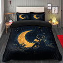 Girl Reading On A Crescent Moon Bedding Set