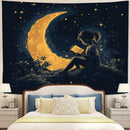 Girl Reading On A Crescent MoonTapestry