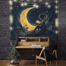 Girl Reading On A Crescent MoonTapestry