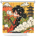Giyu Tomioka Demon Slayer Japan Ink Style Shower Curtain