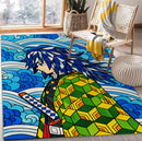 Giyu Demon Slayer Stained Glass Rectangular Area Rug