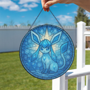Glaceon Pokemon Stained Glass Suncatcher