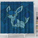 Glaceon Eevee Pokemon Stained Glass Shower Curtain