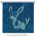 Glaceon Eevee Pokemon Stained Glass Shower Curtain