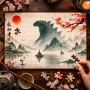 Godzilla in the Japan Landscape Jigsaw Puzzle
