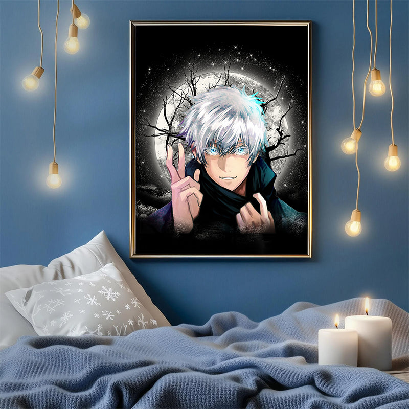 Gojo Jujutsu Kaisen Anime Moonlight - Living Room - Canvas Wall Art - Print - Wall Decor