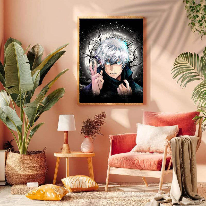 Gojo Jujutsu Kaisen Anime Moonlight - Living Room - Canvas Wall Art - Print - Wall Decor