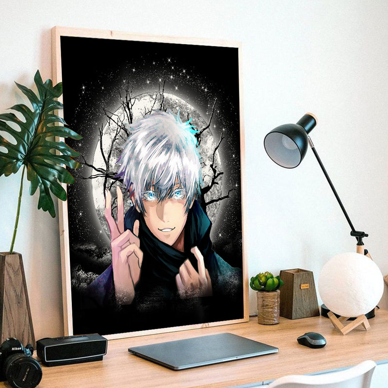 Gojo Jujutsu Kaisen Anime Moonlight - Living Room - Canvas Wall Art - Print - Wall Decor