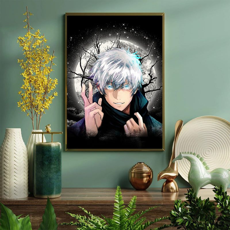 Gojo Jujutsu Kaisen Anime Moonlight - Living Room - Canvas Wall Art - Print - Wall Decor