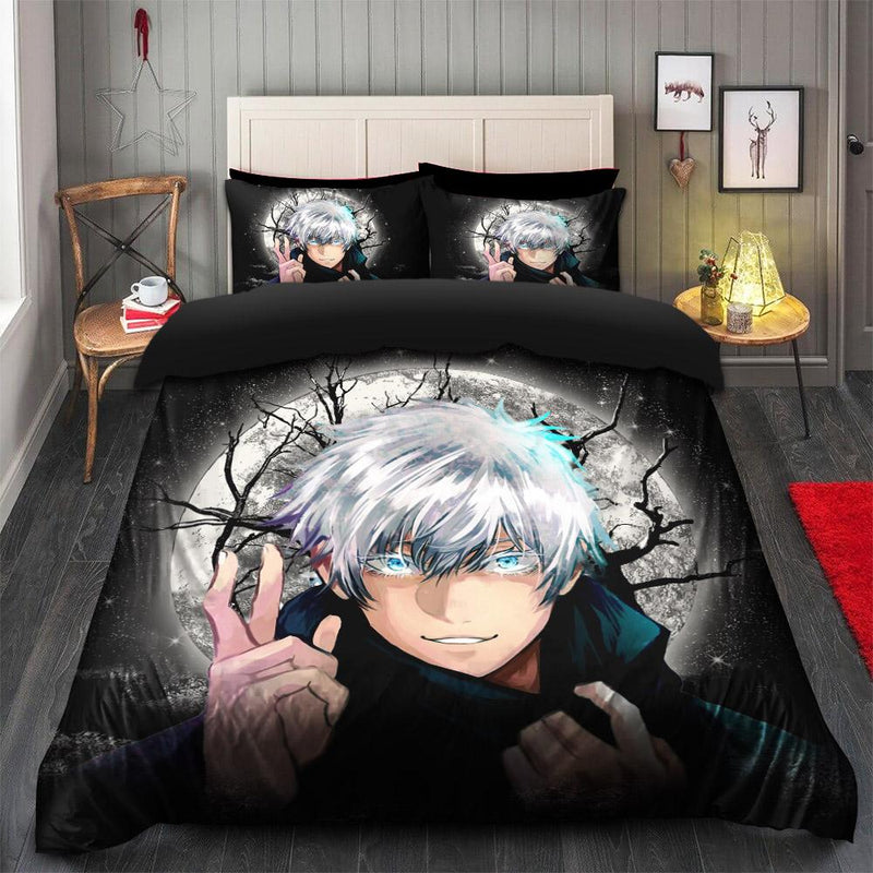 Jujutsu Kaisen Gojou Satoru Moonlight Bedding Set Duvet Cover And 2 Pillowcases Nearkii