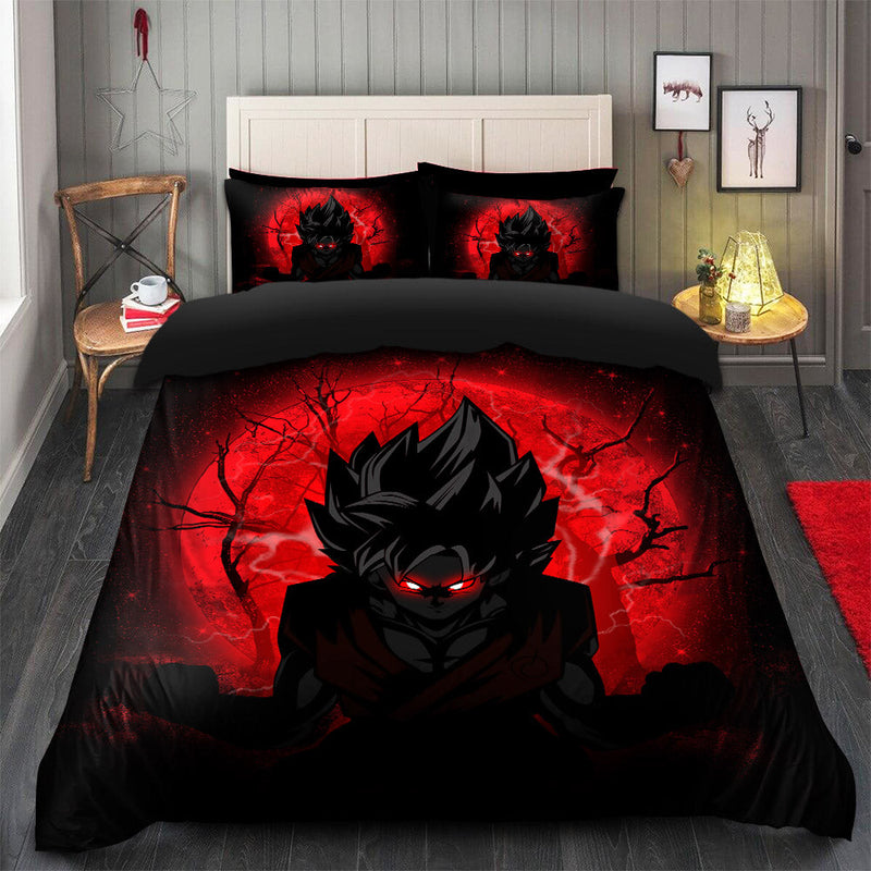 Goku Saiyan Evil Moonlight Bedding Set Duvet Cover And 2 Pillowcases Nearkii