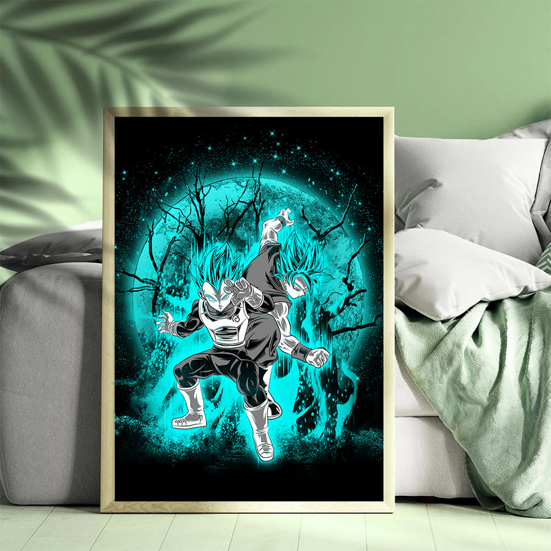 Goku Vegeta Dragon Ball Anime Moonlight - Living Room - Canvas Wall Art - Print - Wall Decor