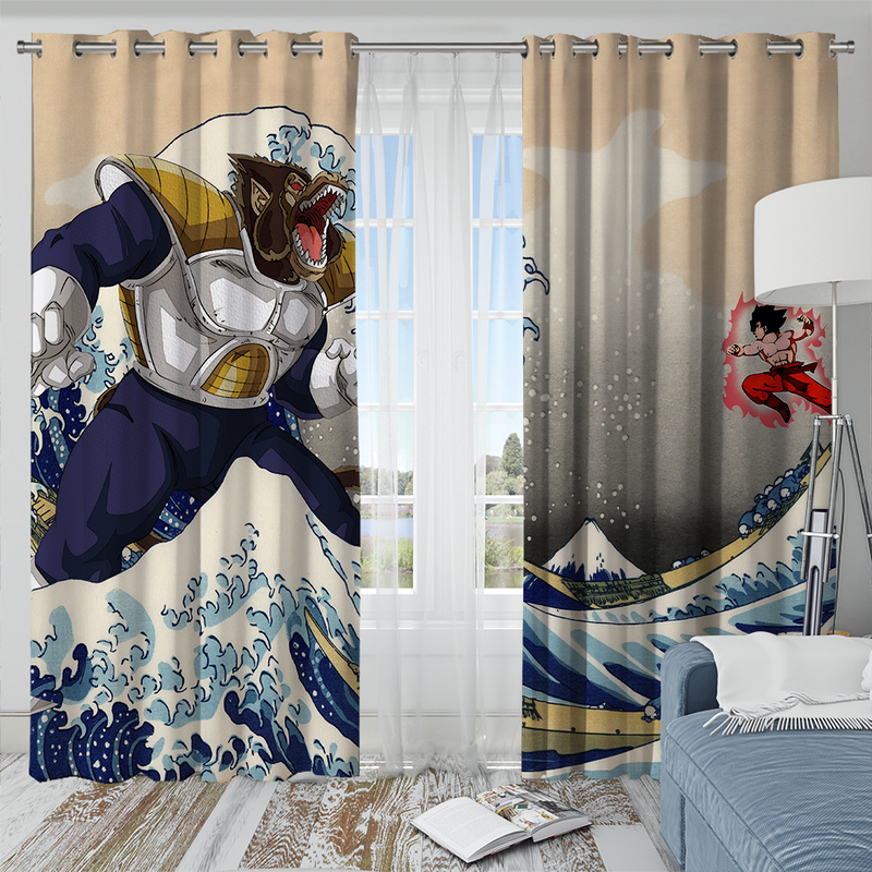 Goku Vs Vegeta The Great Wave Japan Anime Dragon Ball Window Curtain