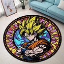 Goku Dragon Ball Anime Stained Glass Round Rug