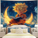 Goku Reading On A Crescent MoonTapestry