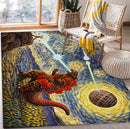 Goku Vs Godzila Starry Night Rectangular Area Rug