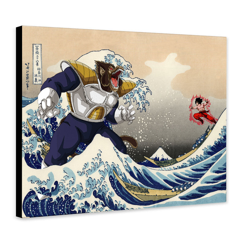 Goku Vs Vegeta The Great Wave Japan - Living Room - Canvas Wall Art - Print - Wall Decor