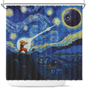 Goku Vs Death Star Starry Night Shower Curtain