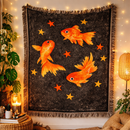 Gold Fish Woven Throw Blanket