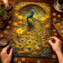 Majestic Golden Peacock Jigsaw Puzzle