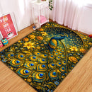 Gold Peacock With Flower Rectangular Area Rug