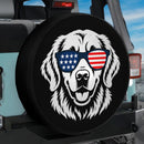 Golden Retriever USA Flag Sunglasses Car Spare Tire Cover