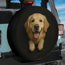 Golden Retriever Cute Dog In A Torn Bag Jeep Car Spare Tire Cover