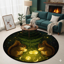 Golden Squirrels Cosmic Carpet Round Rug