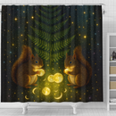 Golden Squirrels Cosmic Shower Curtain