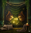 Golden Squirrels Cosmic Quilt Blanket