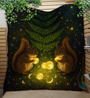 Golden Squirrels Cosmic Quilt Blanket